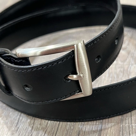 Joseph Turner Made in England XL 38W Genuine Leather Black Belt Silver Buckle - Picture 5 of 11